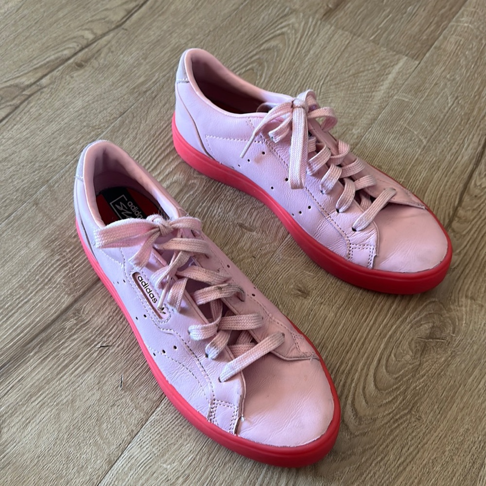 Adidas sleek pink shoes